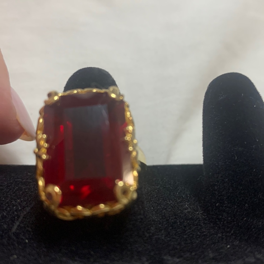 NWT Ruby 18K Yellow Gold Over Sterling Silver Ring size 5